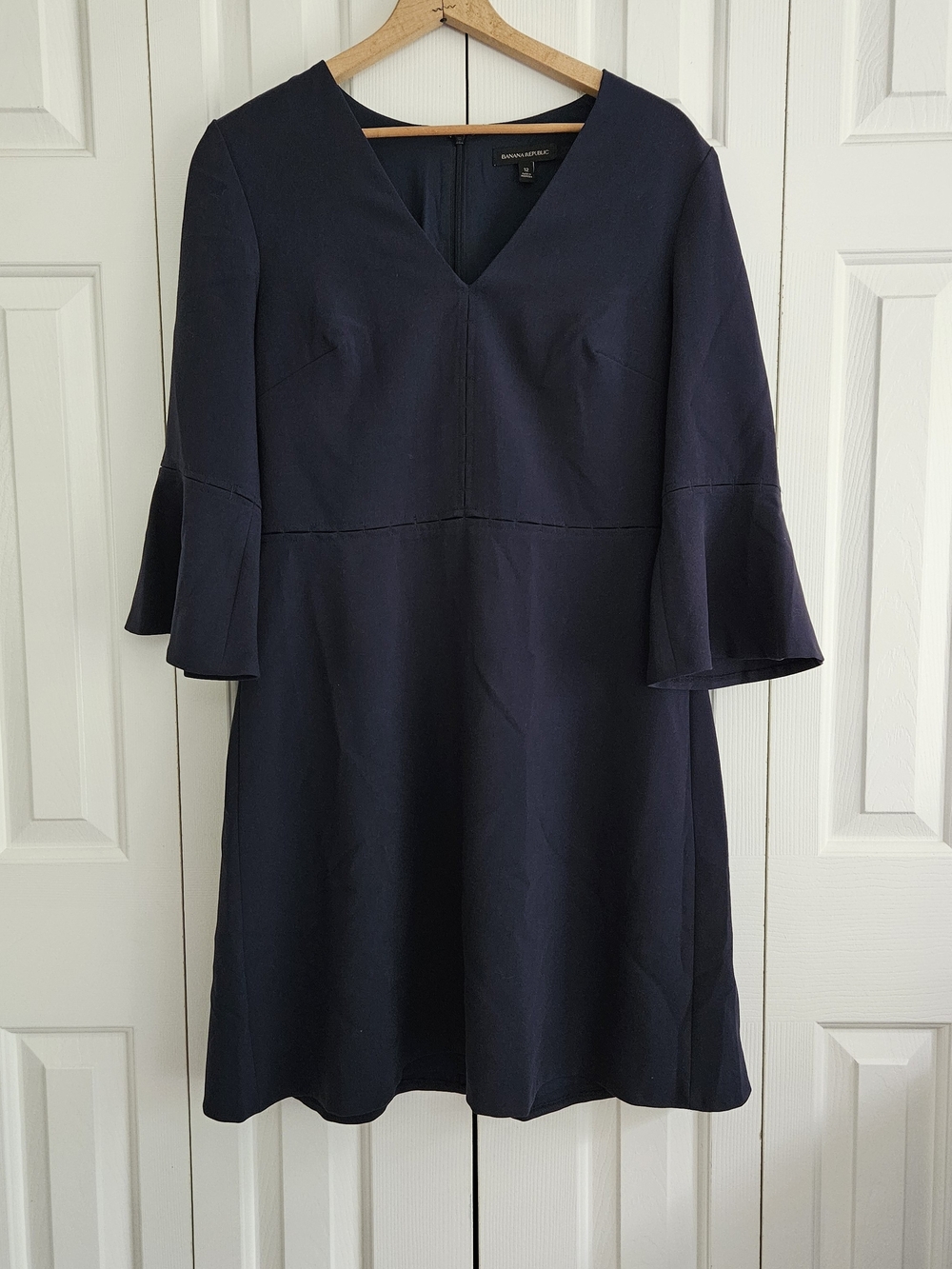 Banana Republic Navy V-Neck Bell Sleeve Dress